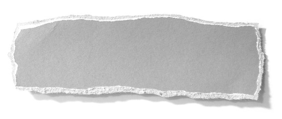 ripped in gray paper isolated on white background.