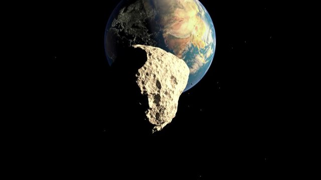 A large asteroid flies to the planet earth