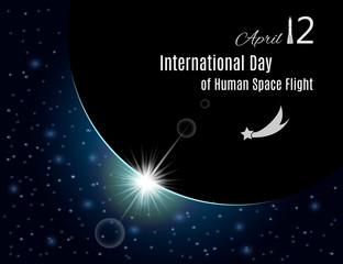 Fototapeta na wymiar International day of human space flight banner or poster for your design. Vector illustration