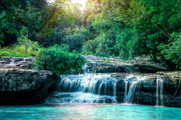 Natural background waterfall. Waterfall Emerald Pool