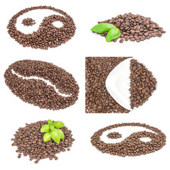 Collage of brazilian coffee on a isolated white background