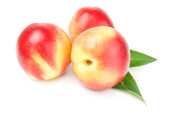 Fototapeta na wymiar Beautiful ripe peaches on a white background. Clipping path