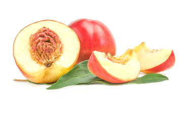 Juicy ripe peaches isolated on a white background cutout
