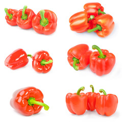 Group of sweet peppers isolated over a white background