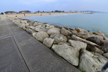 The beach at Sandbanks in Poole Dorset on a dull spring morning in March.