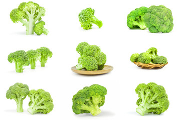 Set of broccoli cabbage isolated on a white background cutout