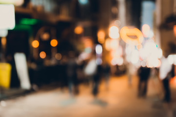 Abstract bokeh background of people at lan kwai fong on friday night 