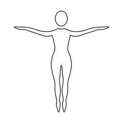 Silhouette woman standing in tips her feet, vector illustration