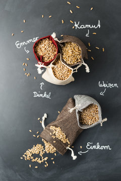 Sachet with different sorts of grains