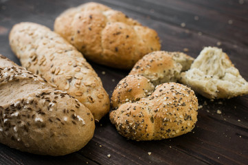 Bread on a dark wooden background