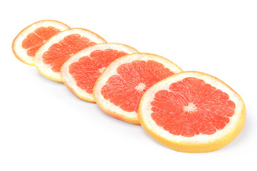 Fototapeta na wymiar Grapefruit slices isolated on white background cutout