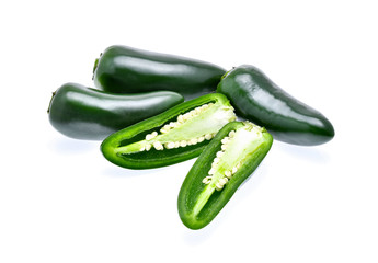 Jalapeno peppers on a white background