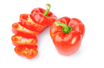 Red paper slices on white background