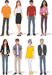 Obraz premium Group of cartoon young people 
