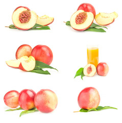 Group of fresh peaches fruits
