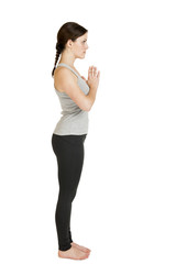 Yoga woman gray_Pada Hastasana_side