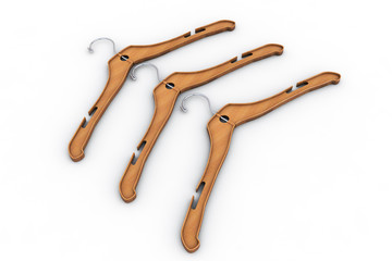 3d rendering of wooden coat hanger