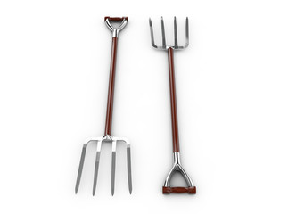 Pitchfork isolated on white background. 3d render image.
