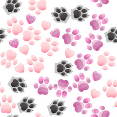 cat and dog paw print with claws