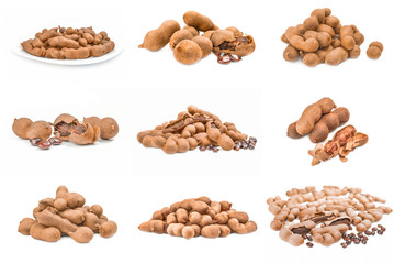 Collection of Tamarind isolated on a white background cutout
