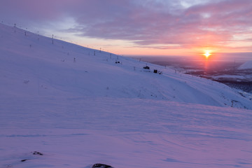 Obraz premium sunset in the mountains/ sunset in the mountains, Murmansk region, Russia