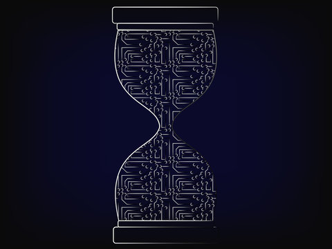 hourglass made of electronic circuits vector