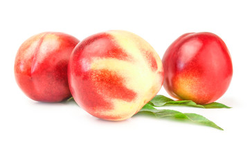 Beautiful ripe peaches isolated on a white background cutout