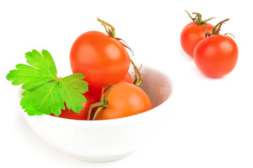 Tomato cherry on a white background. Clipping path