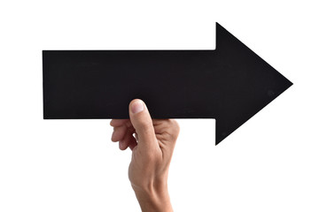 blank arrow-shaped signboard pointing to the right