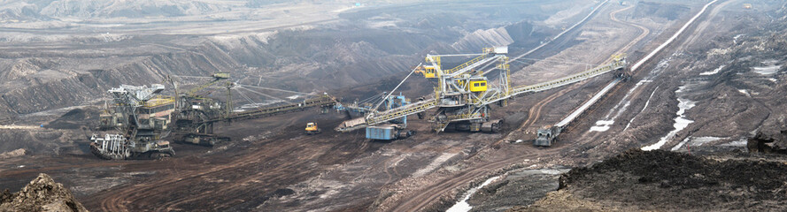 coal  mine with bucket wheel excavator