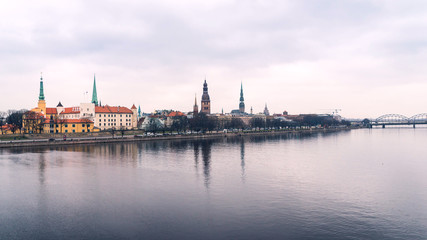 Obraz premium View on promenade and old city. Riga Latvia