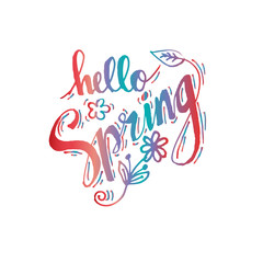 Obraz premium Hello spring hand lettering calligraphy.