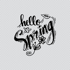 Hello spring hand lettering calligraphy.