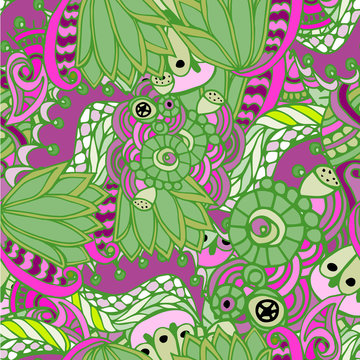 botanical geometric  background decorative pattern with leaves