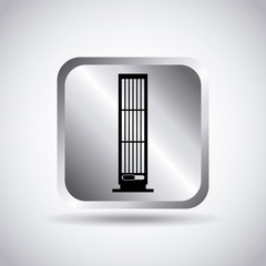 silver button with fan icon over white background. vector illustration