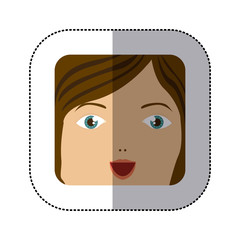 sticker cartoon human female smiling expression face vector illustration