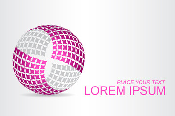 Logo stylized spherical surface with abstract shapes