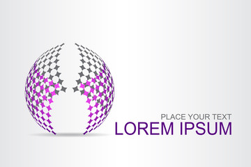 Logo stylized spherical surface with abstract shapes