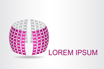 Logo stylized spherical surface with abstract shapes