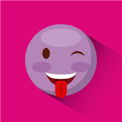 emoticon  Stuck-out Tongue and Winking Eye face icon over pink background. colorful design. vector illustration
