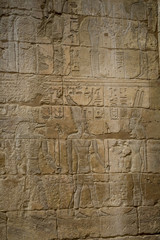 Symbols signs figures of the Pharaohs in Egypt, the wall in Luxor