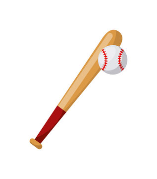 baseball bat and ball icon over white background. colorful design. vector illustration