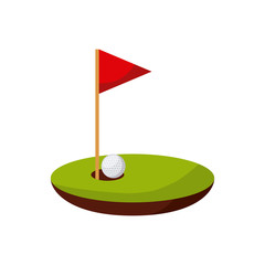 golf ball and hole over white background. colorful design. vector illustration