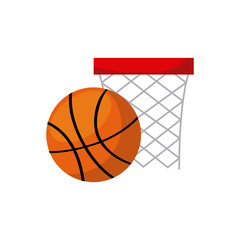 basketball ball and net icon over white background. colorful design. vector illustration