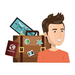 person with travel suitcase vector illustration design