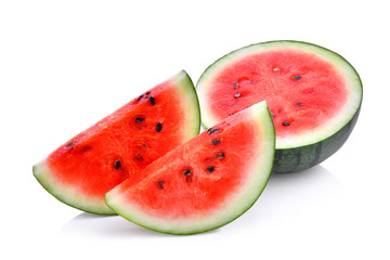 Slice of fresh watermelon isolated on white background