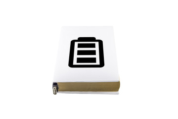 White book cover and battery symbol