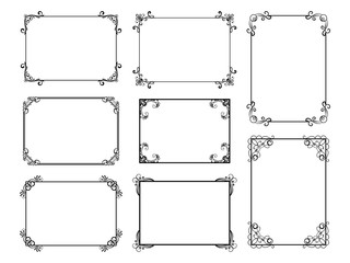Decorative frame set with old filigree swirls for menu book. Vector ornamental elegant floral vintage borders