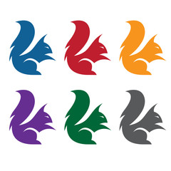 Fototapeta premium simple abstract squirrel set vector design template
