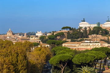 Fototapeta na wymiar Rome, Italy. Scenic view from the Aventine hill towards the Capitoline Hill.